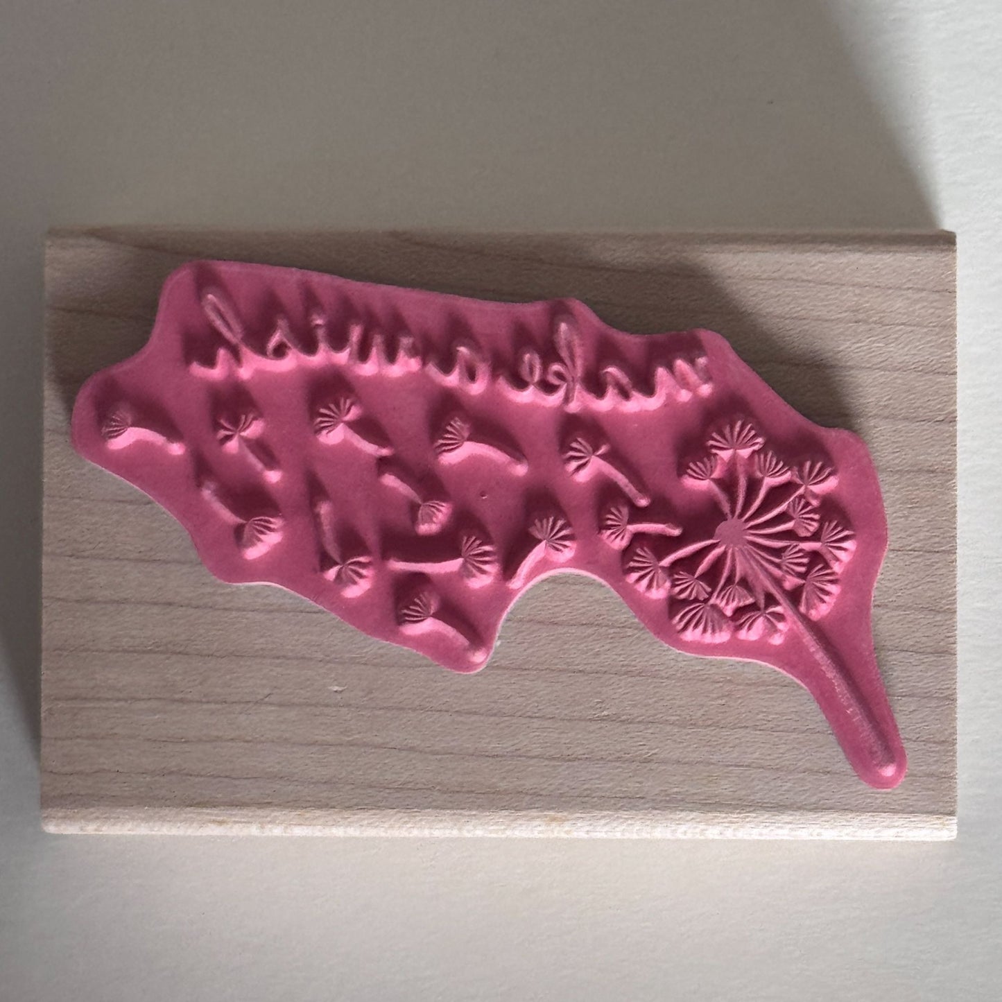 Stampabilities Rubber Stamp Make a Wish Dandelion Nature Growth Cardmaking Words Sentiment Wood Mounted