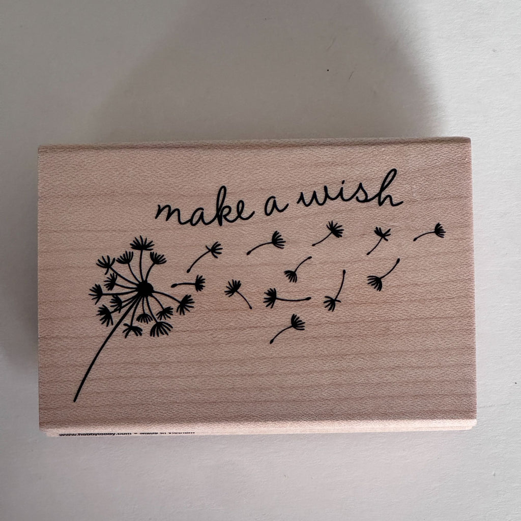 Stampabilities Rubber Stamp Make a Wish Dandelion Nature Growth Cardmaking Words Sentiment Wood Mounted