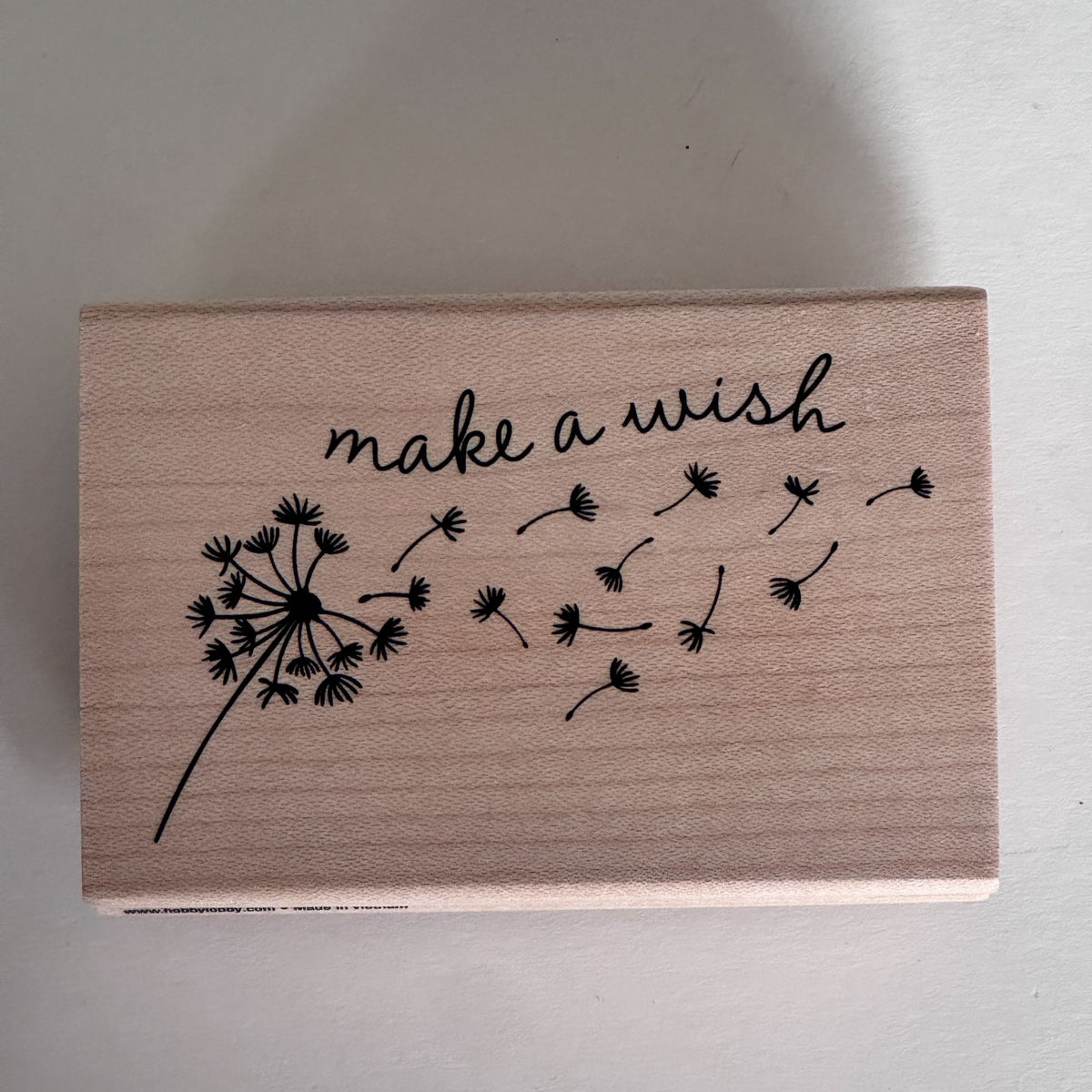 Stampabilities Rubber Stamp Make a Wish Dandelion Nature Growth Cardmaking Words Sentiment Wood Mounted