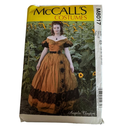 McCalls Costume Sewing Pattern M8017 Historical Dress Gown 14-22 Angela Clayton