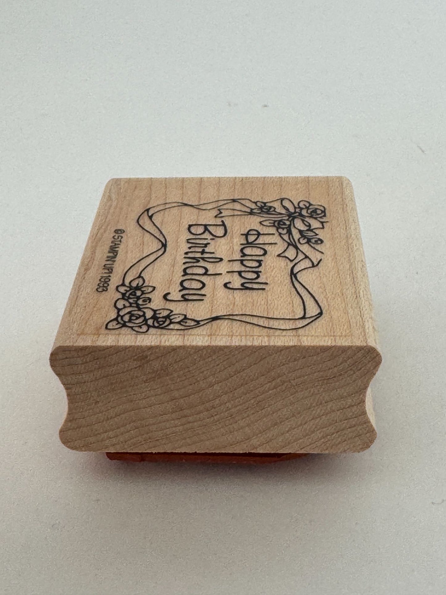 Stampin Up Rubber Stamp Happy Birthday Floral Frame Gift Tag Card Making Roses