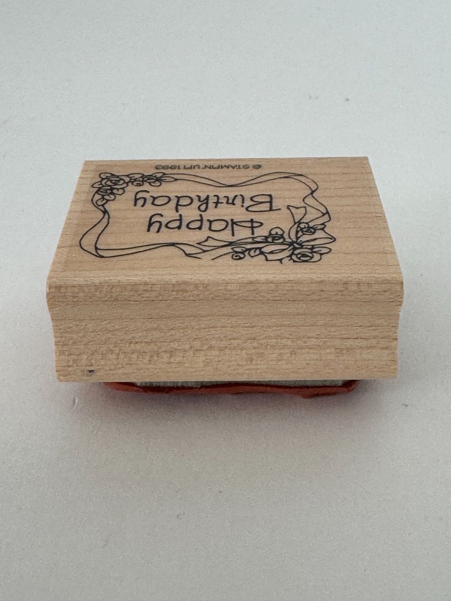 Stampin Up Rubber Stamp Happy Birthday Floral Frame Gift Tag Card Making Roses