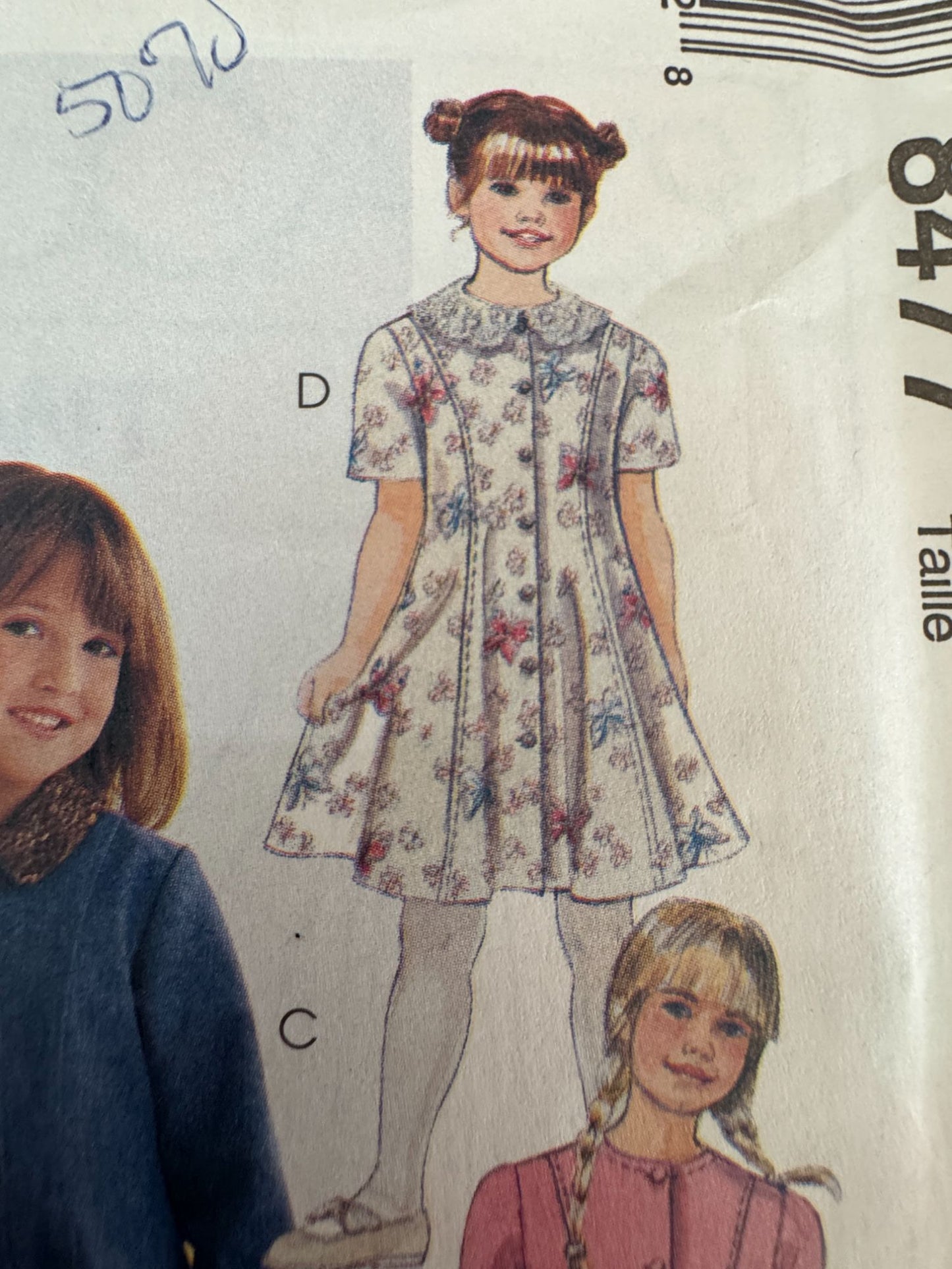 McCalls Sewing Pattern 8477 Girls Dress Sizes 4 5 6 Long Short Sleeves Easy UC