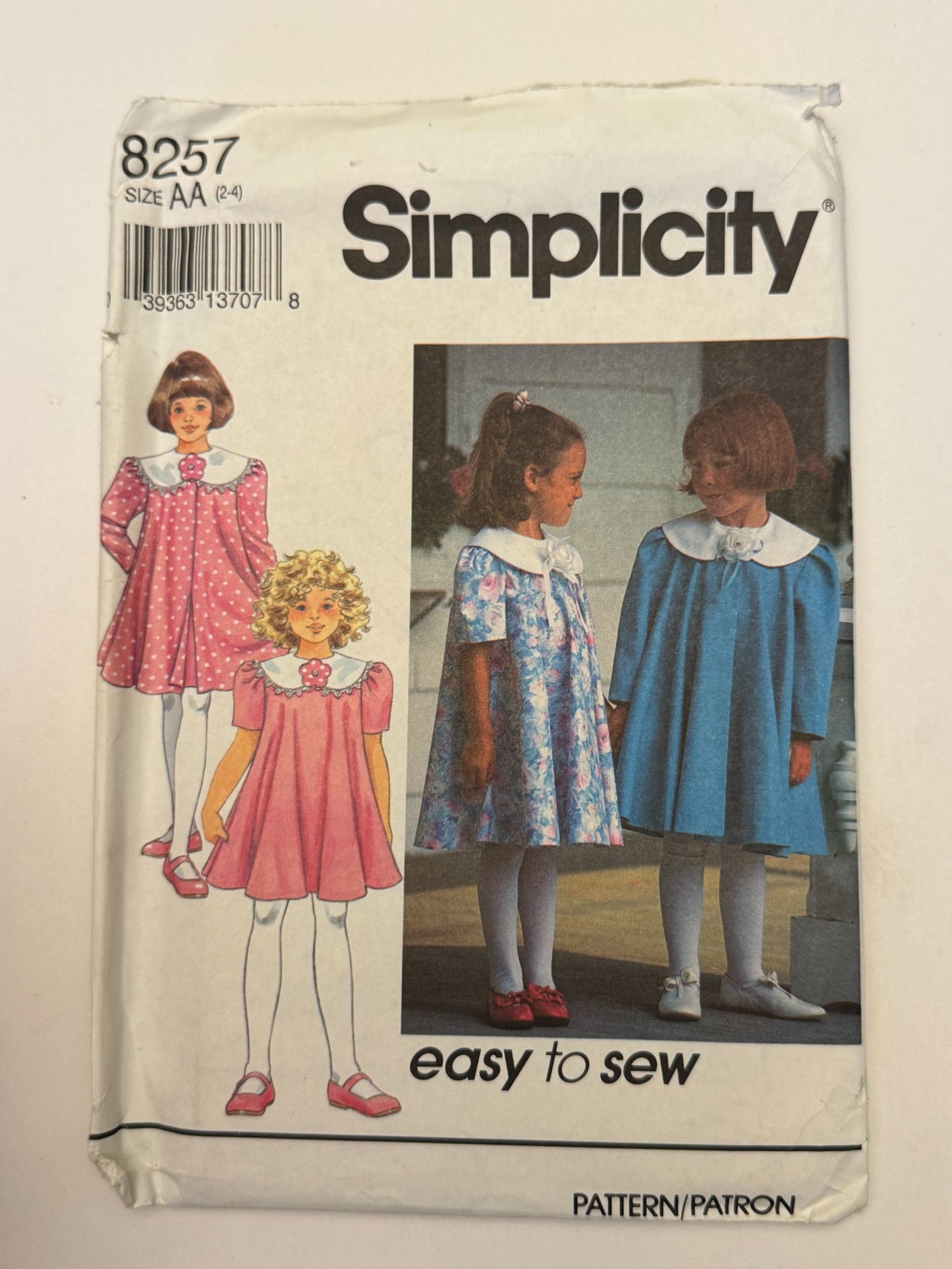 Simplicity Sewing Pattern 8257 Dress Coat Easy Spring Church Easter Girls 2 3 4