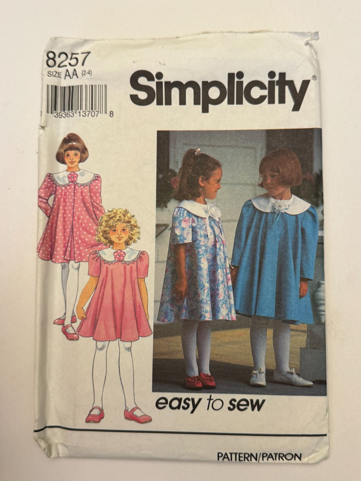 Simplicity Sewing Pattern 8257 Dress Coat Easy Spring Church Easter Girls 2 3 4