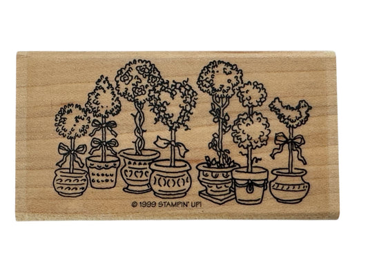 Stampin Up Rubber Stamp Topiary Trees Plants Bird Heart Card Making Paper Craft
