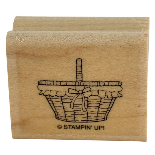 Stampin Up Rubber Stamp Picnic Basket Bow Easter Card Making Wood Mounted Craft