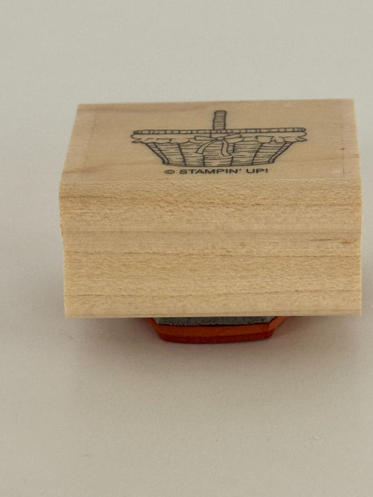 Stampin Up Rubber Stamp Picnic Basket Bow Easter Card Making Wood Mounted Craft