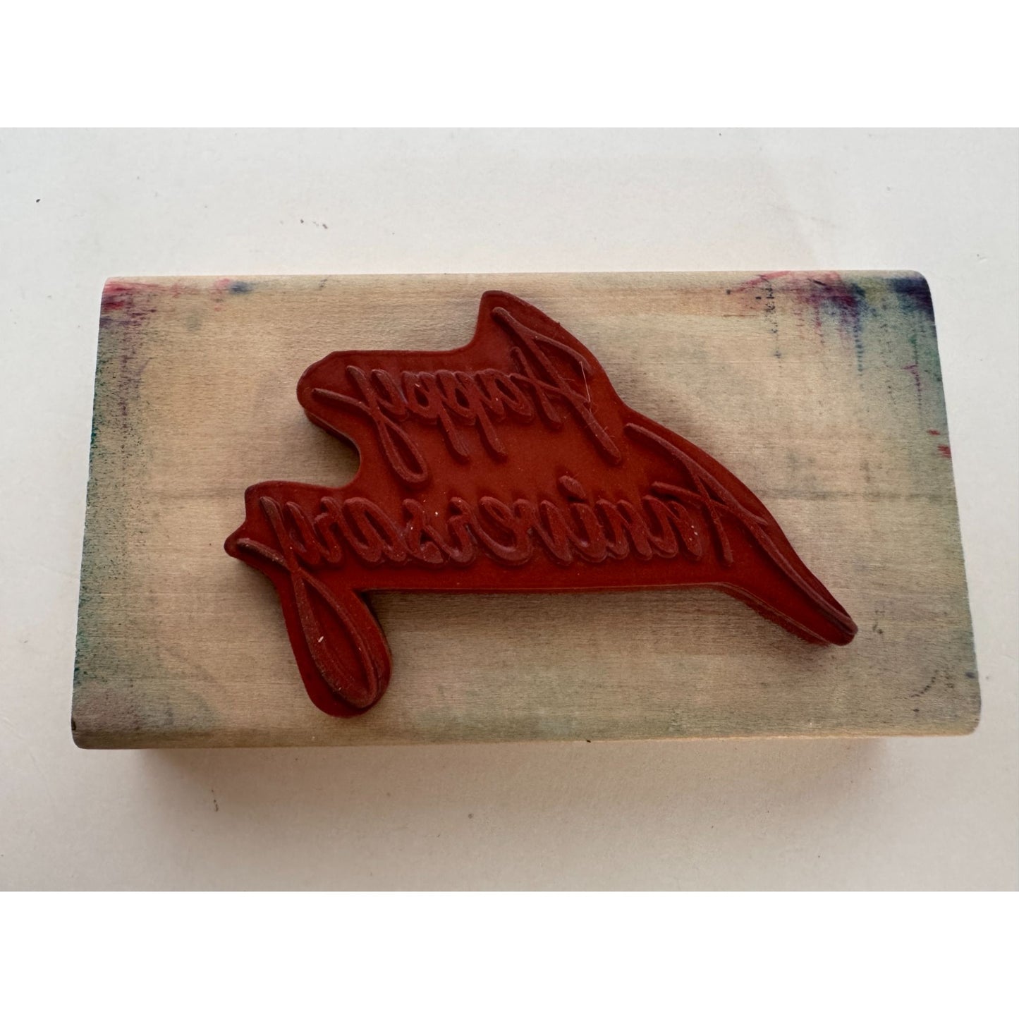 Happy Anniversary Wooden Rubber Stamp Cursive Elegant Letters Card Making Words