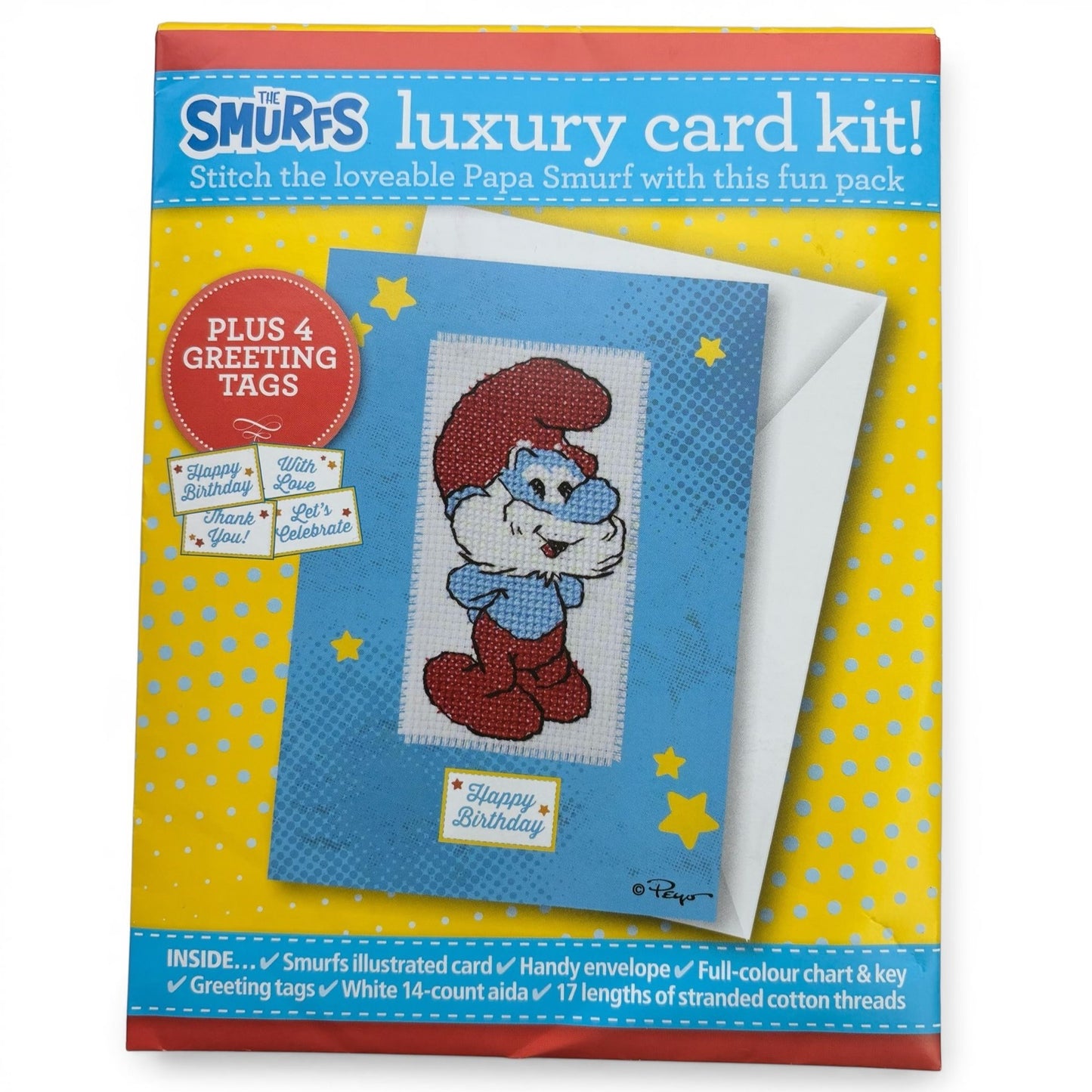 The World of Cross Stitching The Smurfs Luxury Card Kit Papa Smurf Cross Stitch Thank You Birthday