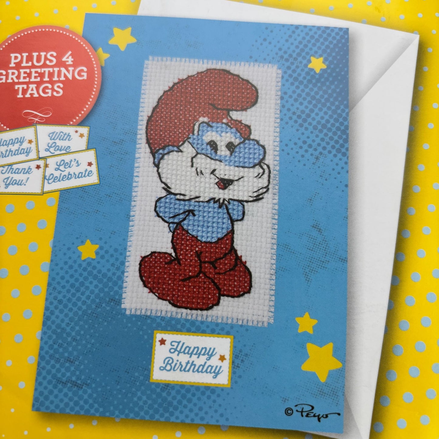 The World of Cross Stitching The Smurfs Luxury Card Kit Papa Smurf Cross Stitch Thank You Birthday