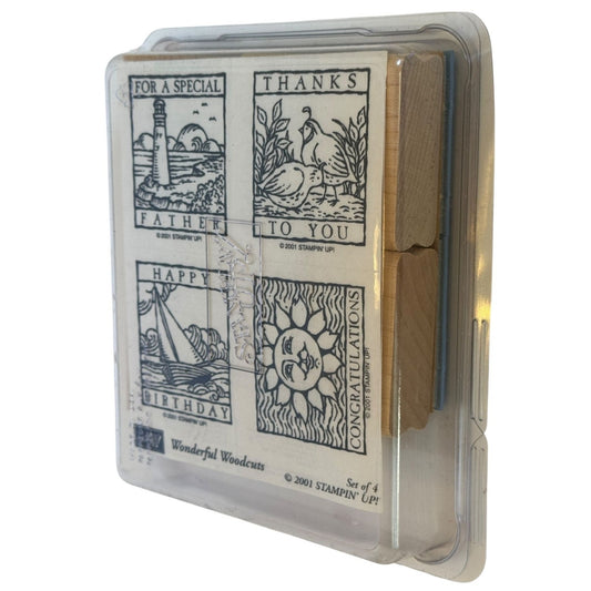Stampin Up Rubber Stamps Wonderful Woodcuts Birthday Congratulations Fathers Day