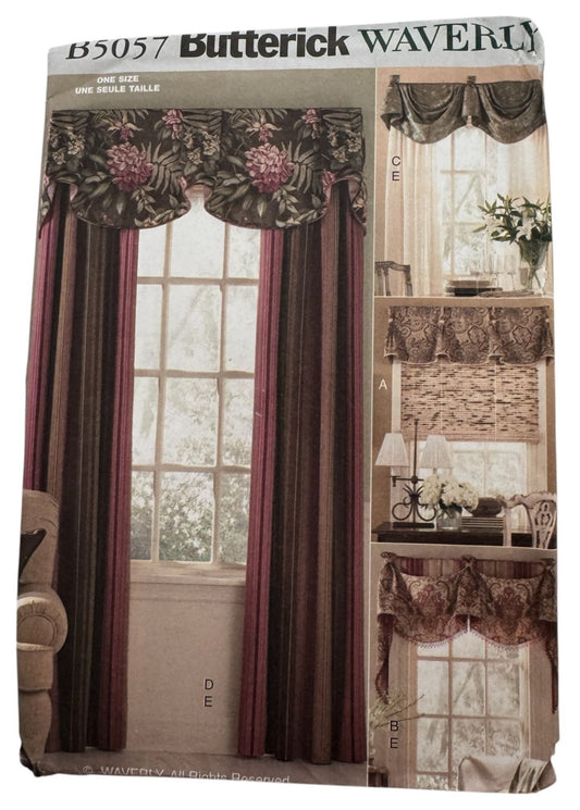 Butterick Sewing Pattern B5057 Waverly Window Treatments Curtains 36" 42" 48" UC