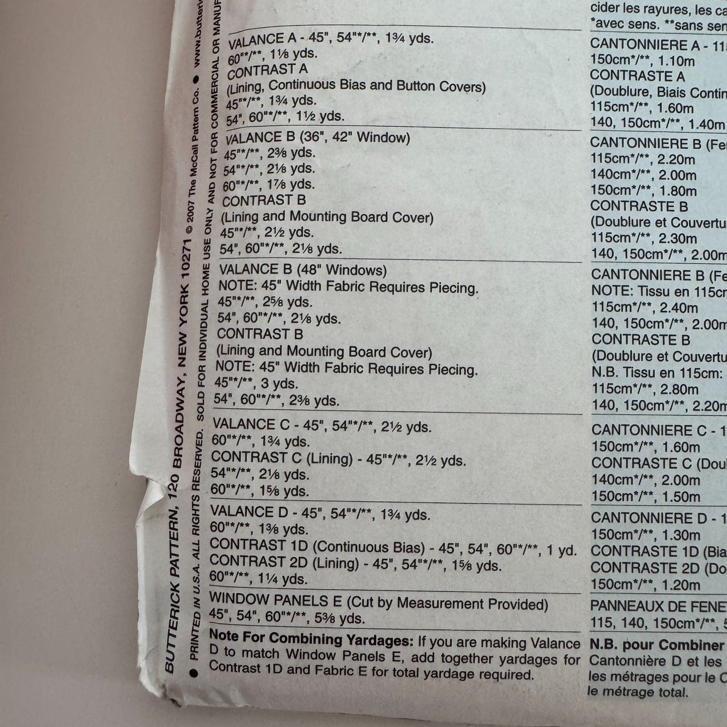 Butterick Sewing Pattern B5057 Waverly Window Treatments Curtains 36" 42" 48" UC