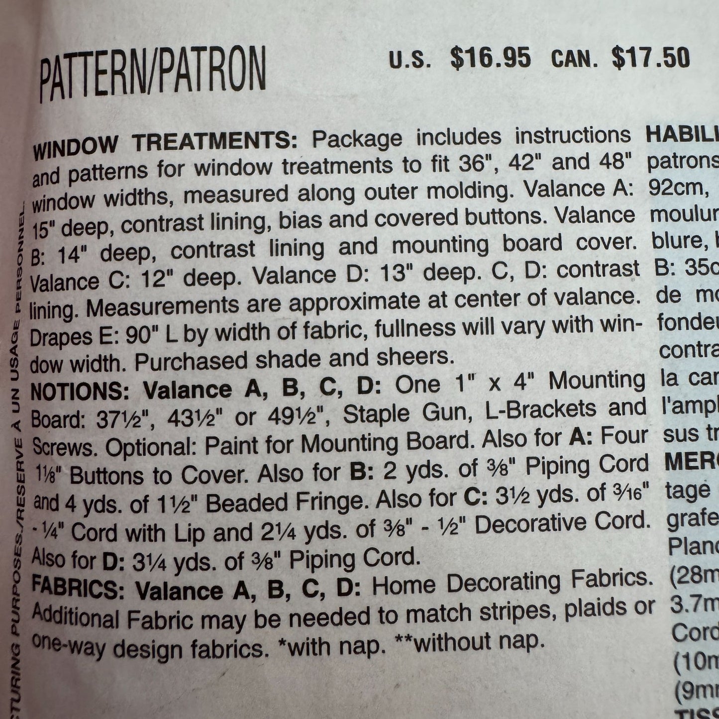 Butterick Sewing Pattern B5057 Waverly Window Treatments Curtains 36" 42" 48" UC