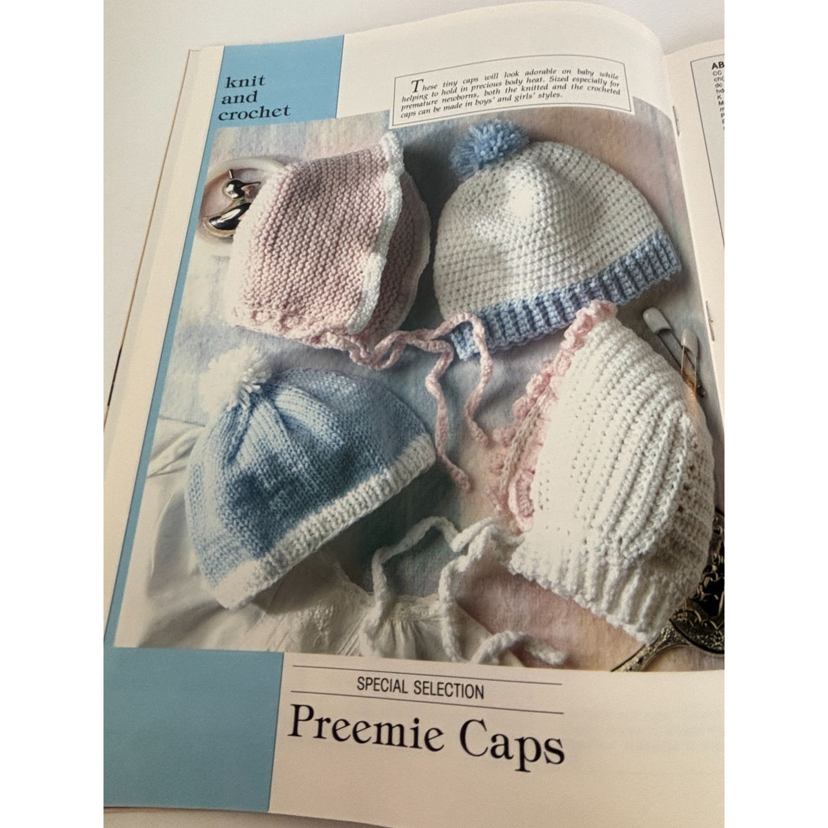 Leisure Arts Magazine August 1993 Knit Crochet Baby Preemie Hats Caps Rooster