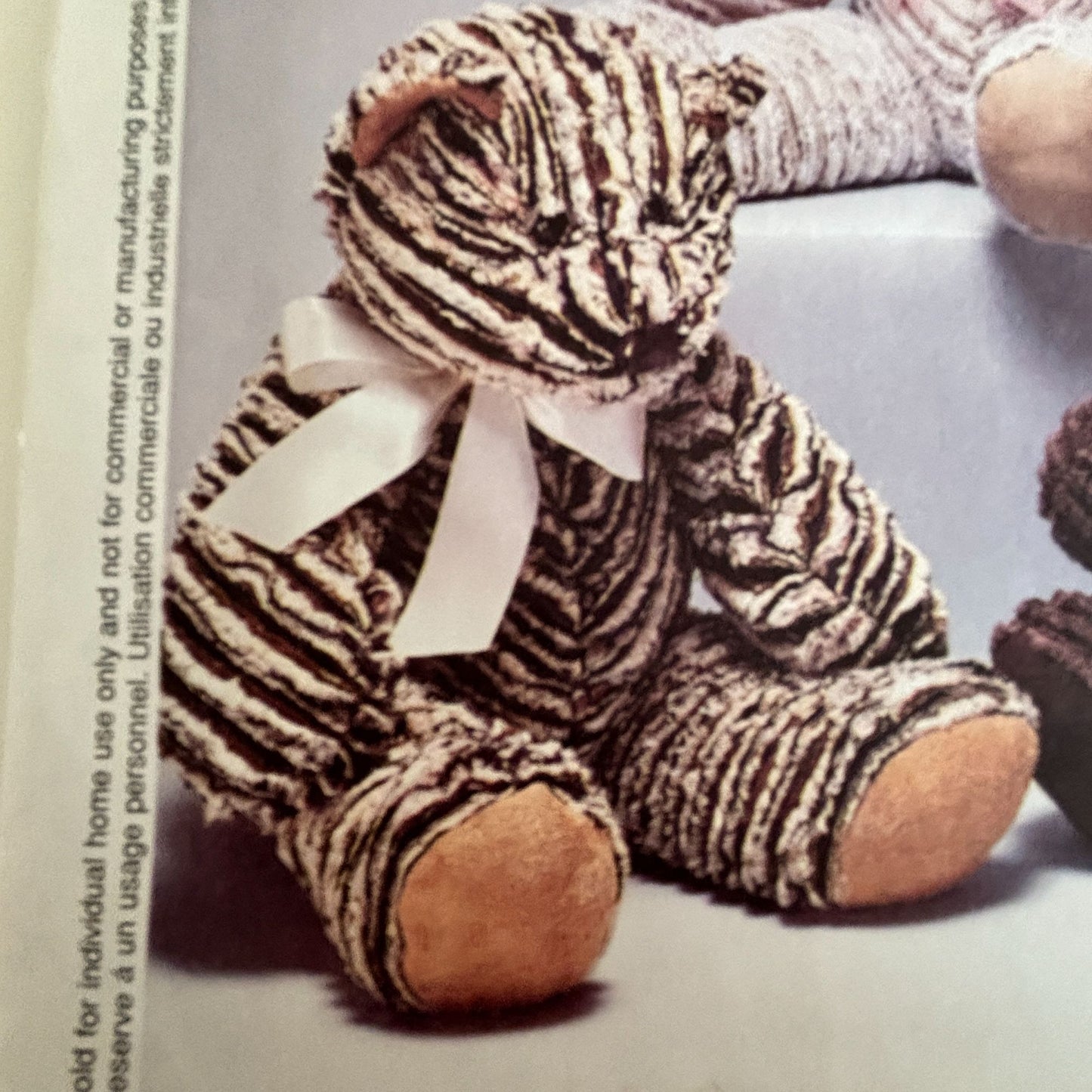 McCalls Sewing Pattern 9619 Teddy Bear Vintage Plush Stuffed Animal Faux Chenille 15 Inch
