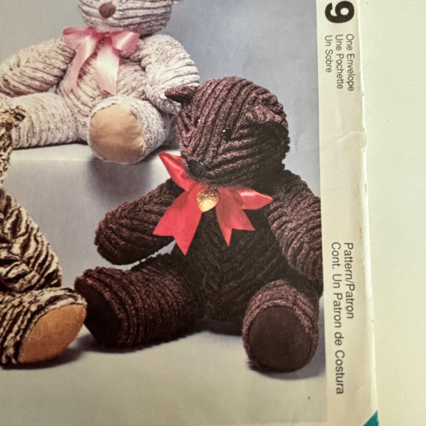 McCalls Sewing Pattern 9619 Teddy Bear Vintage Plush Stuffed Animal Faux Chenille 15 Inch