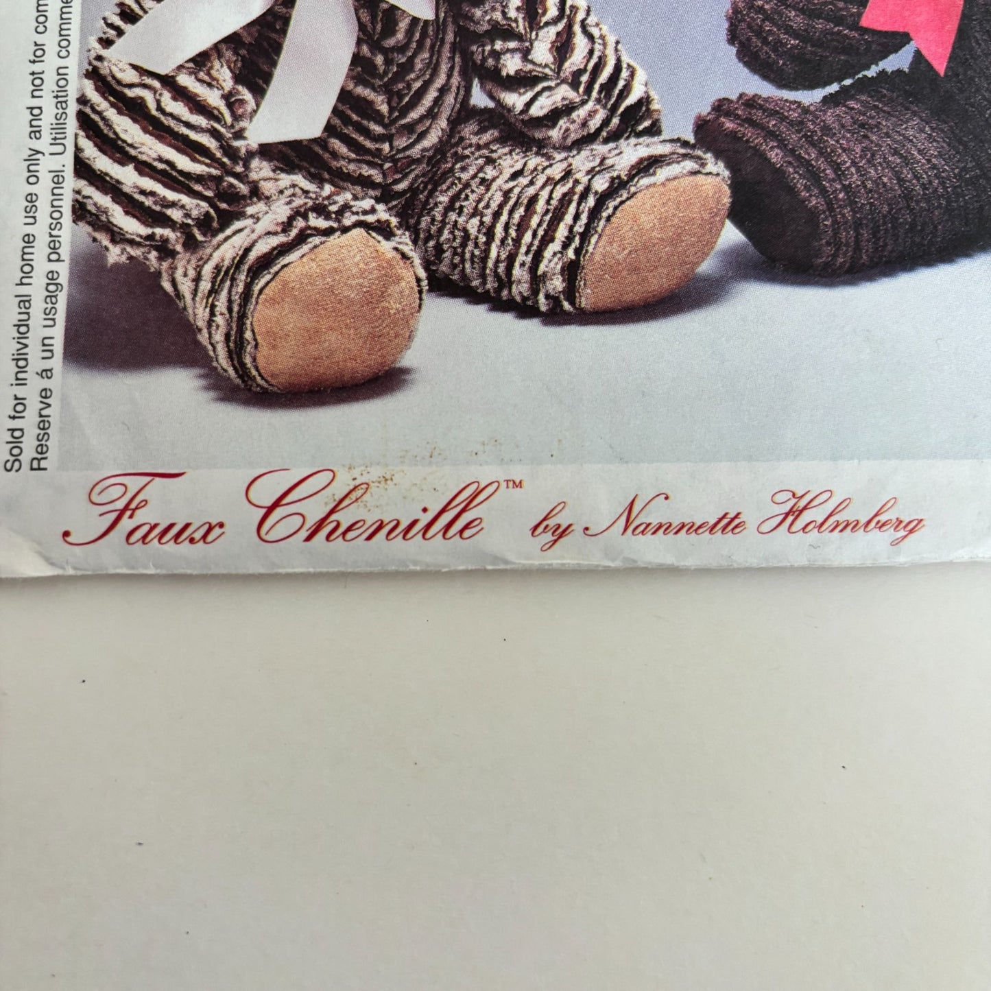 McCalls Sewing Pattern 9619 Teddy Bear Vintage Plush Stuffed Animal Faux Chenille 15 Inch