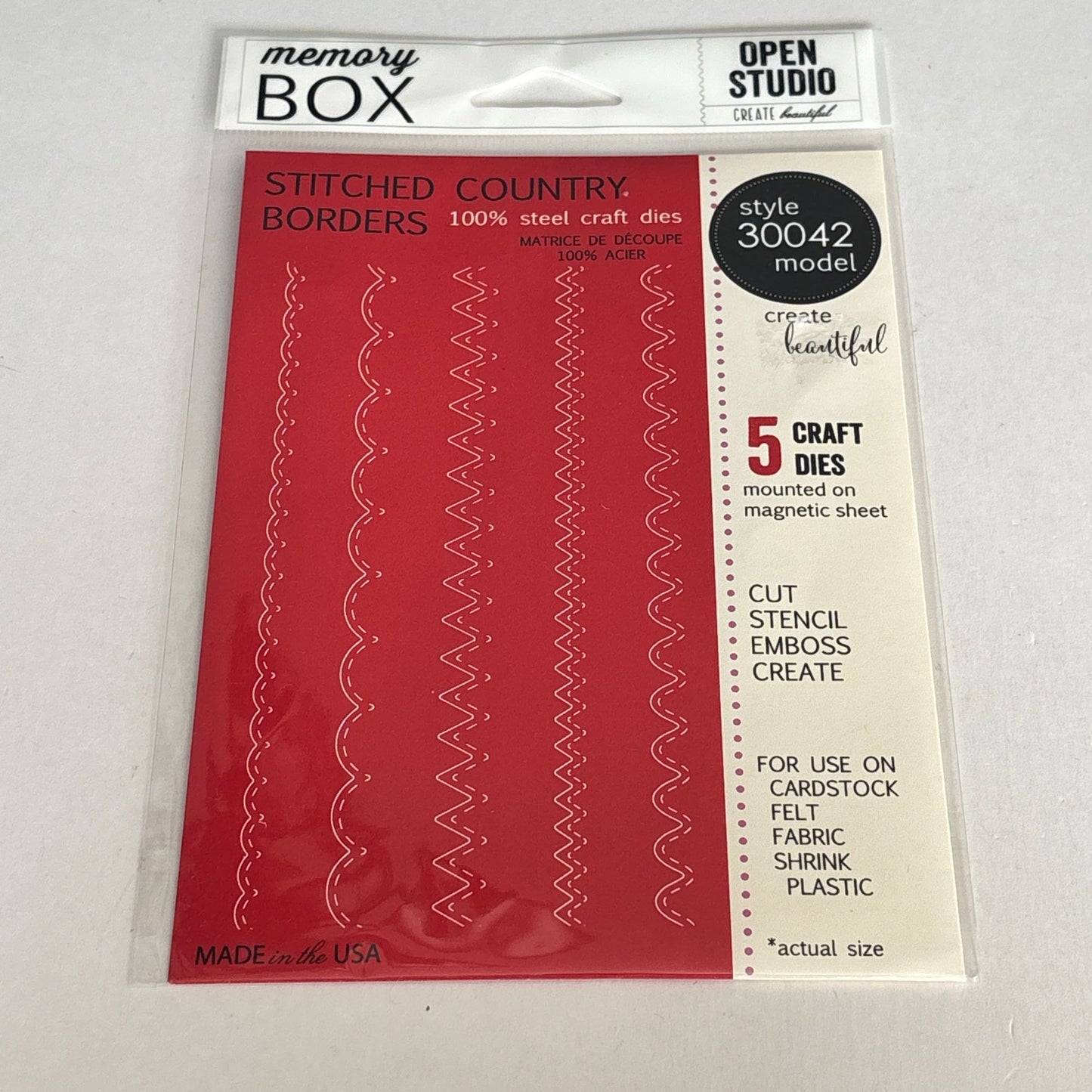 Memory Box Steel Craft Dies Open Studio Stitched Country Borders Steel Wavy Edge Cardmaking