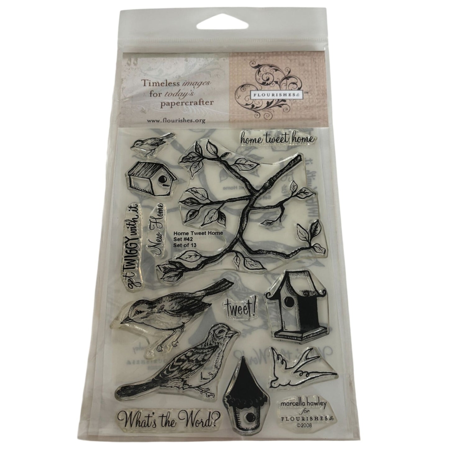 Flourishes Clear Stamps Set Home Tweet Home Birdhouse Birds Cardmaking House Nature Spring Tree