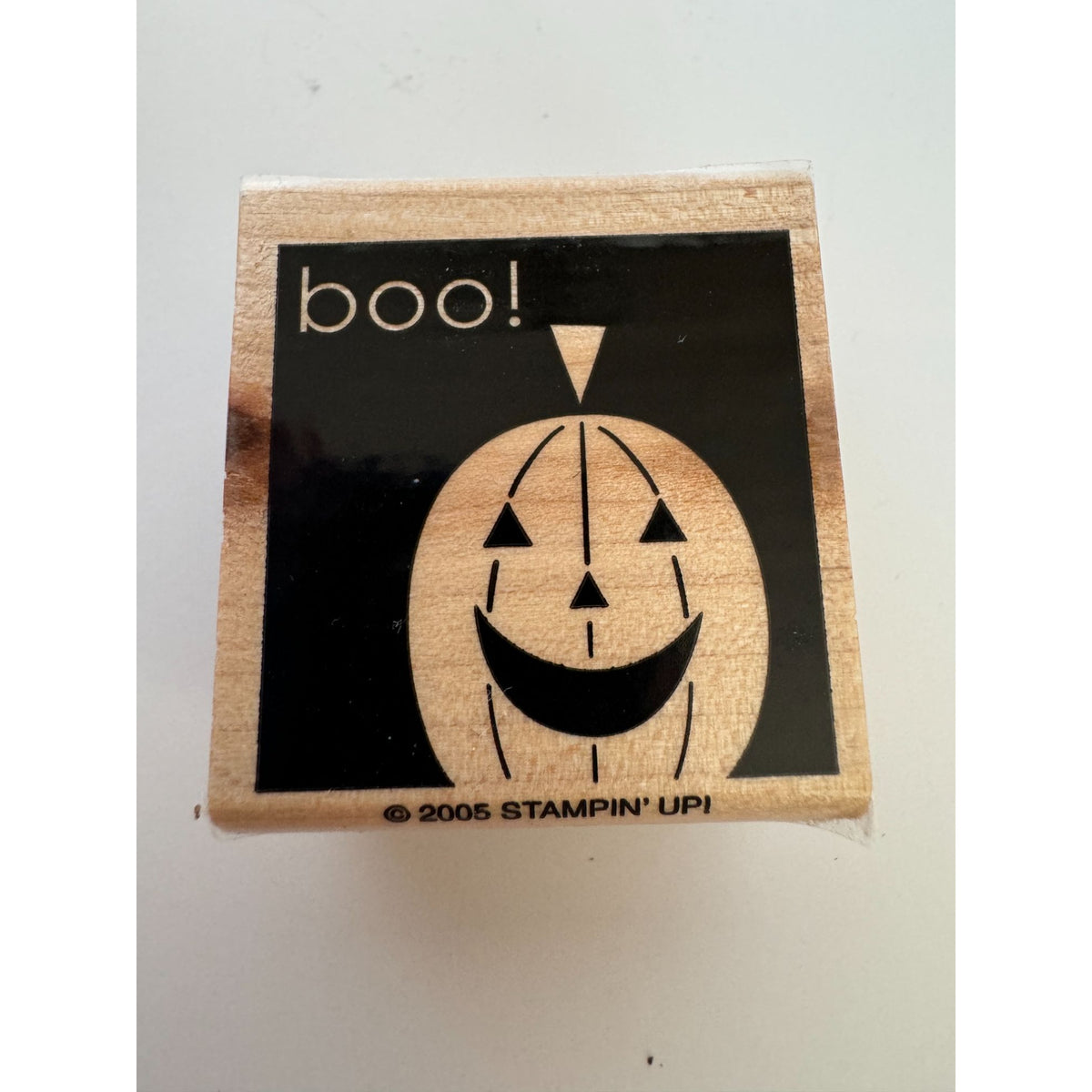 Stampin Up Rubber Stamp Smiling Pumpkin Boo Square Halloween Card Making Word