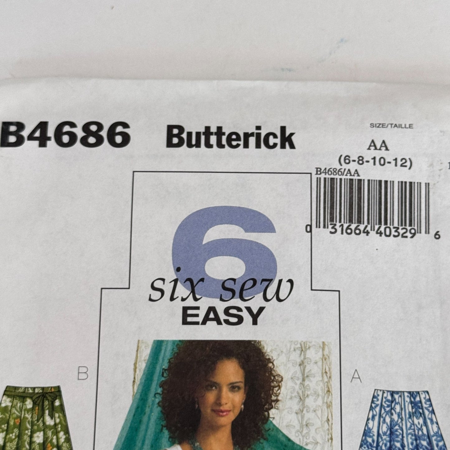 Butterick Sewing Pattern B4686 Pleated Skirt Six Sew Easy Y2K Pleats 6-12 Uncut Skirts