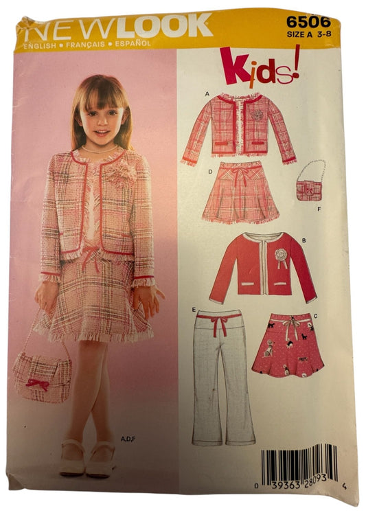 Simplicity New Look Sewing Pattern 6506 Girls Power Suit Jacket Skirt Purse 3-8