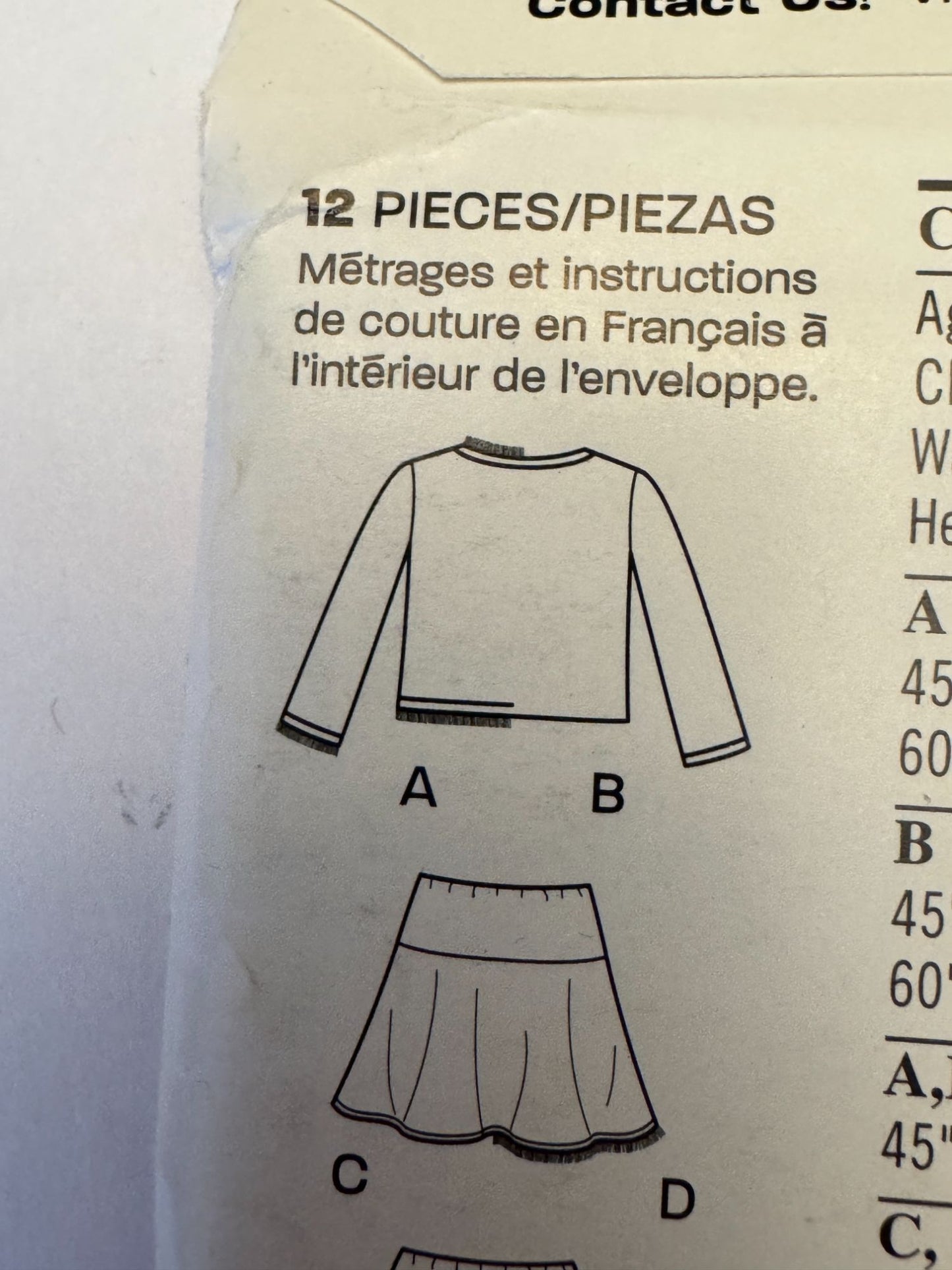 Simplicity New Look Sewing Pattern 6506 Girls Power Suit Jacket Skirt Purse 3-8
