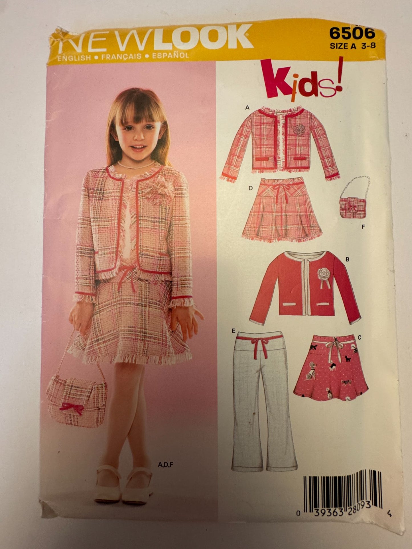 Simplicity New Look Sewing Pattern 6506 Girls Power Suit Jacket Skirt Purse 3-8