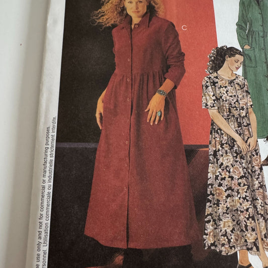 McCalls Sewing Pattern 2985 Womens Dress Easy Front Button Plus Size 18W-24W UC