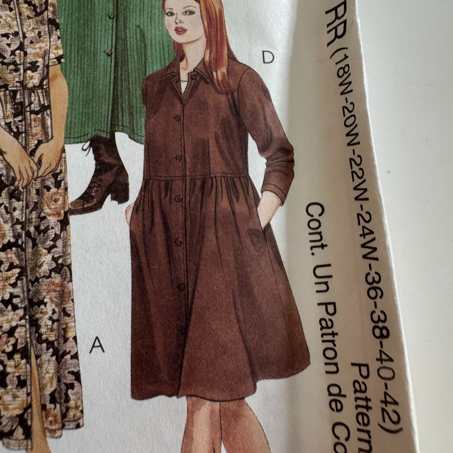 McCalls Sewing Pattern 2985 Womens Dress Easy Front Button Plus Size 18W-24W UC