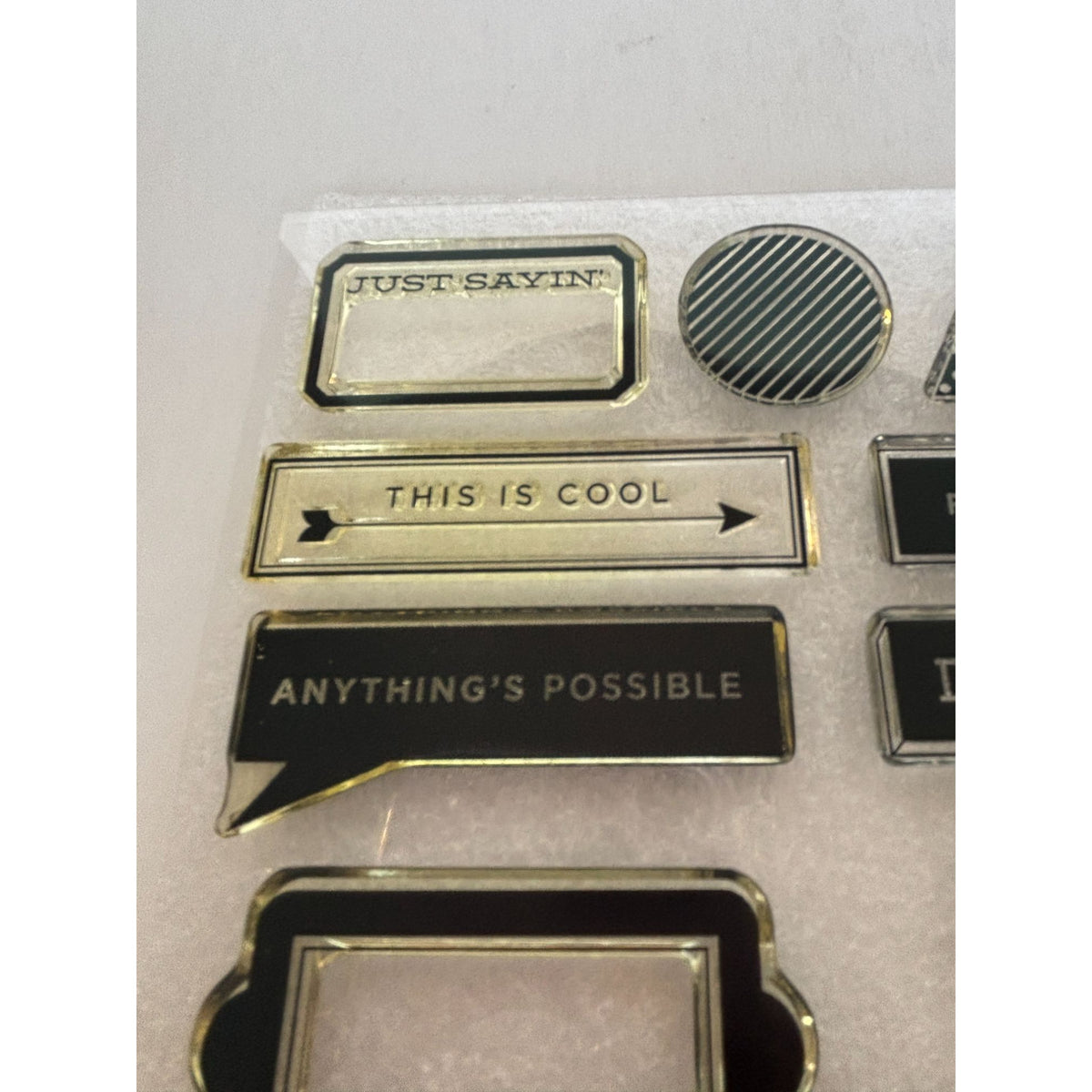 CTMH Acrylic Stamp Set Just Saying Date Polka Dots Chevron Shape Word My Acrylix