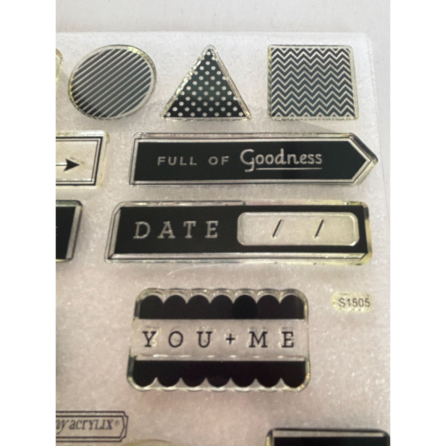 CTMH Acrylic Stamp Set Just Saying Date Polka Dots Chevron Shape Word My Acrylix