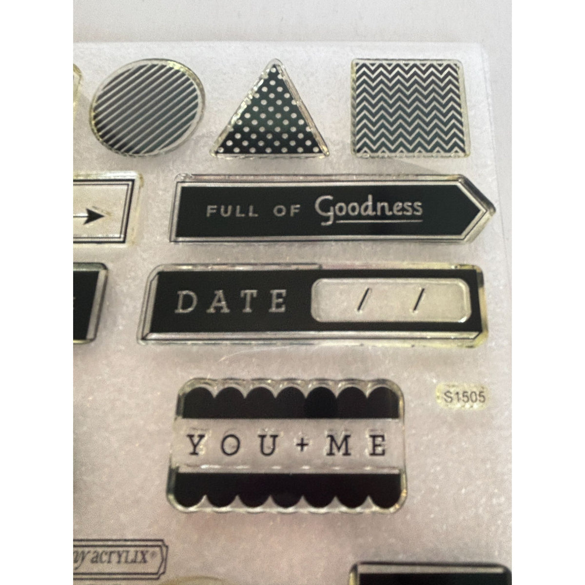 CTMH Acrylic Stamp Set Just Saying Date Polka Dots Chevron Shape Word My Acrylix