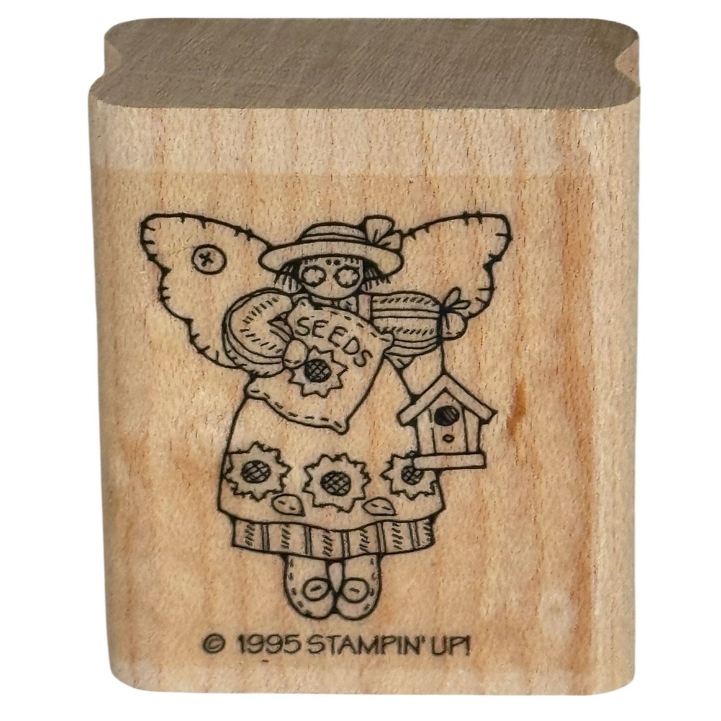 Stampin Up Rubber Stamp Angel Seeds Sunflower Gardener Garden Birdhouse Craft