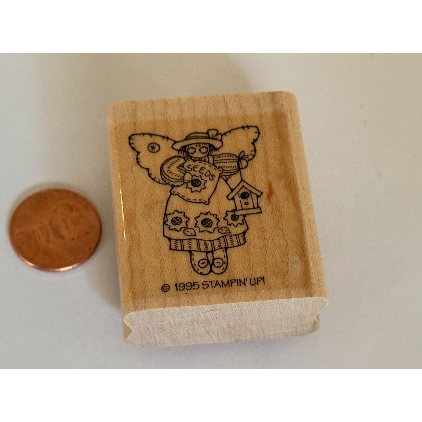Stampin Up Rubber Stamp Angel Seeds Sunflower Gardener Garden Birdhouse Craft