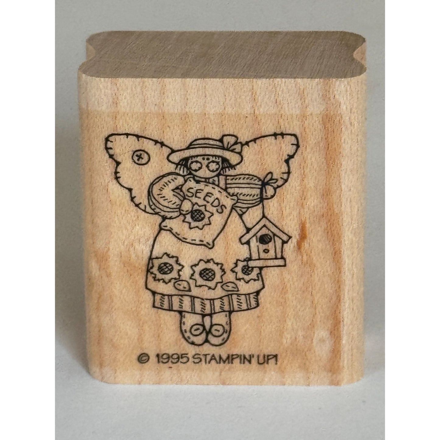 Stampin Up Rubber Stamp Angel Seeds Sunflower Gardener Garden Birdhouse Craft