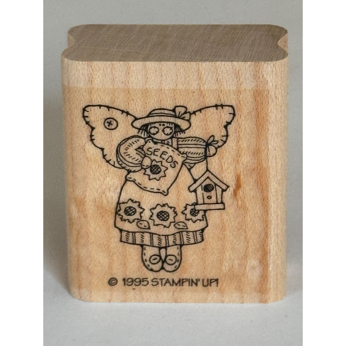 Stampin Up Rubber Stamp Angel Seeds Sunflower Gardener Garden Birdhouse Craft