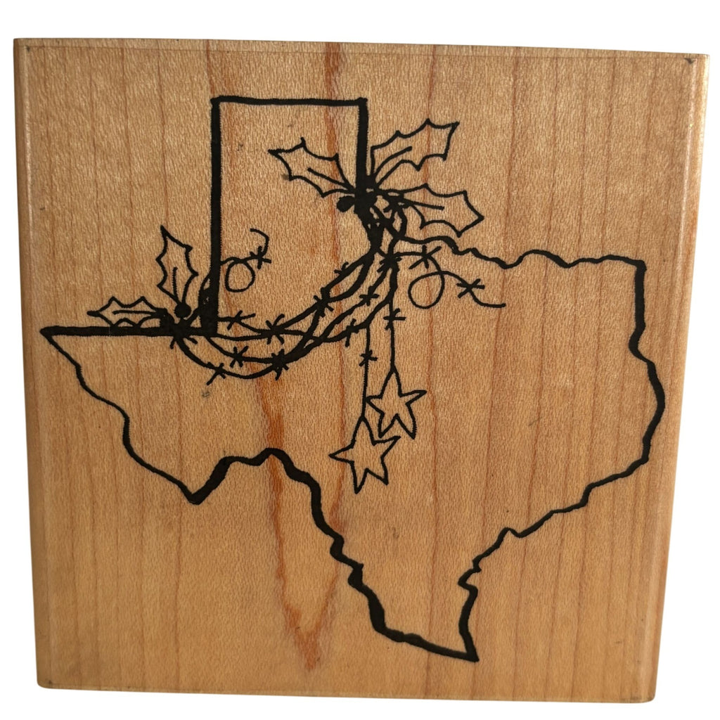 Joyce Meyer Rubber Stamp TX Christmas Texas State Holiday Cardmaking Lone Star Barbed Wire
