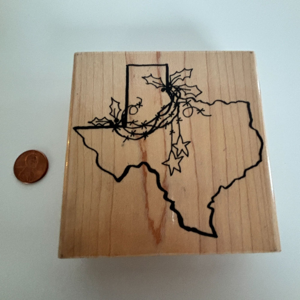 Joyce Meyer Rubber Stamp TX Christmas Texas State Holiday Cardmaking Lone Star Barbed Wire