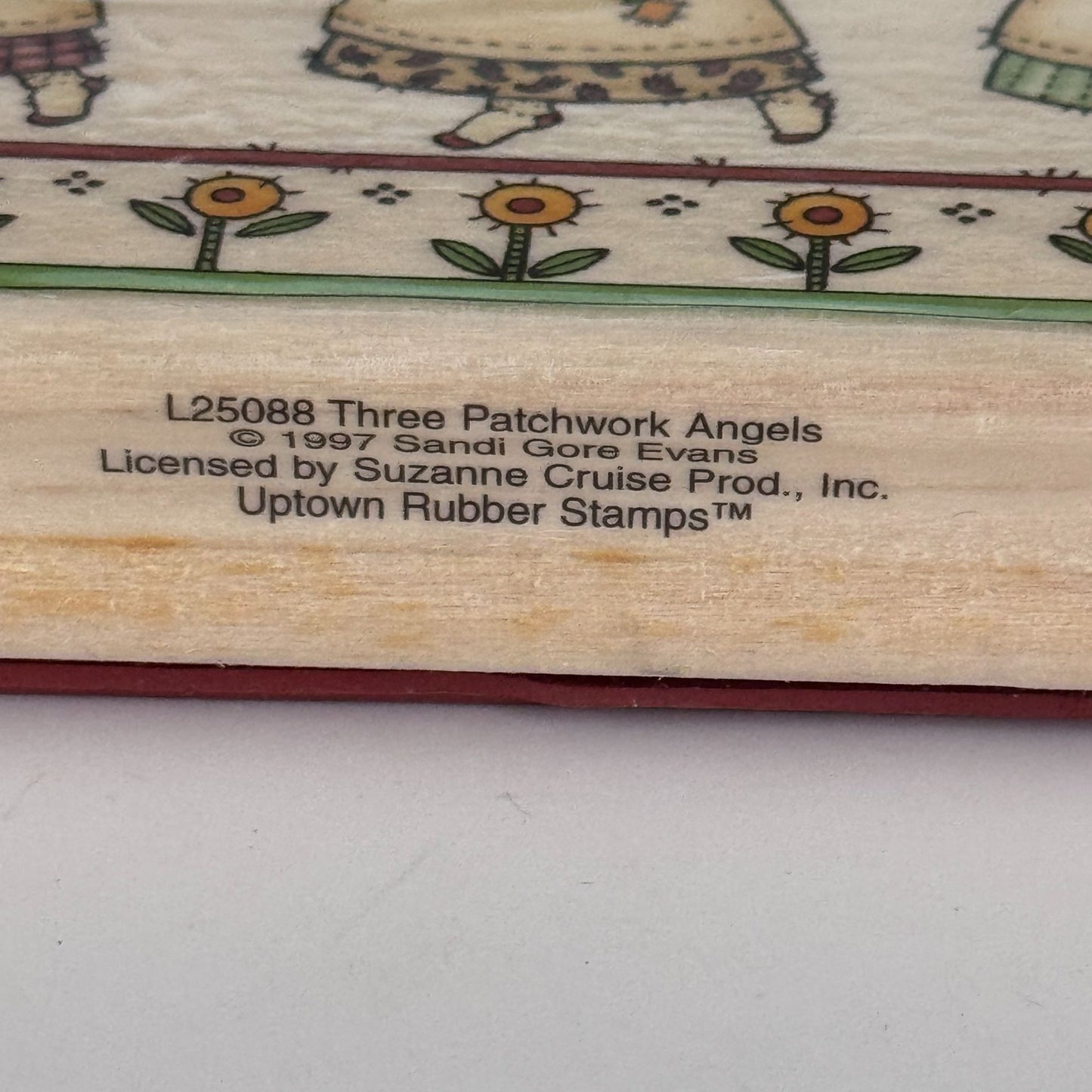 Uptown Rubber Stamp Three Patchwork Angels Country Border Garden Friendship Cardmaking