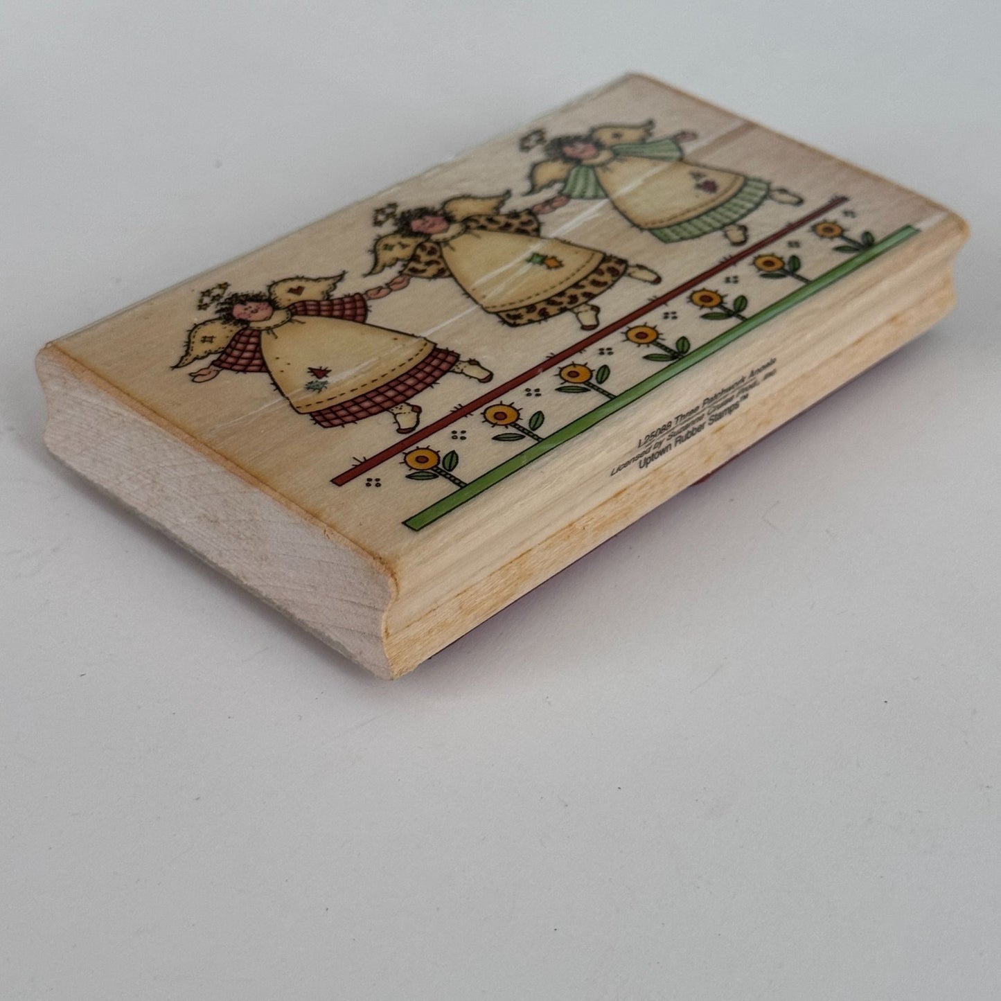 Uptown Rubber Stamp Three Patchwork Angels Country Border Garden Friendship Cardmaking