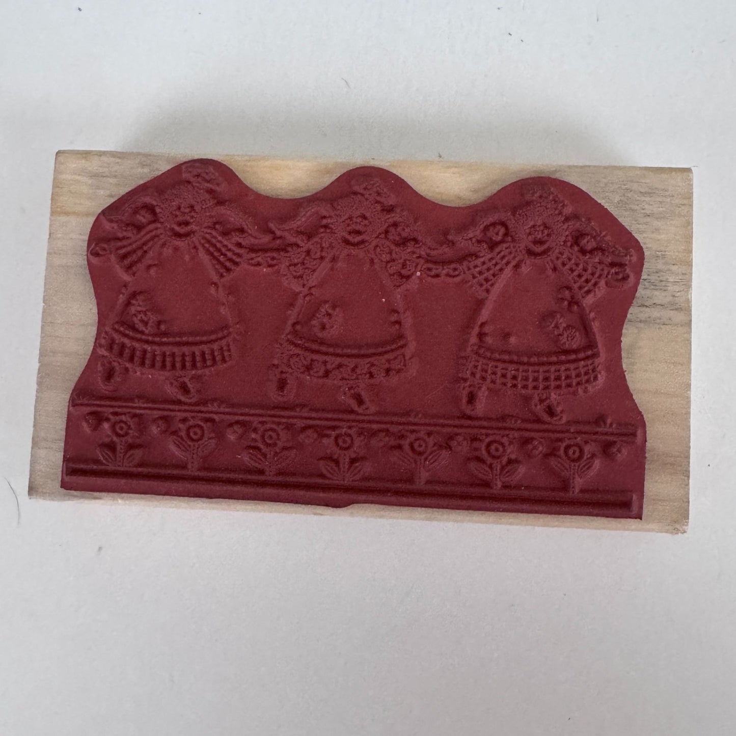 Uptown Rubber Stamp Three Patchwork Angels Country Border Garden Friendship Cardmaking
