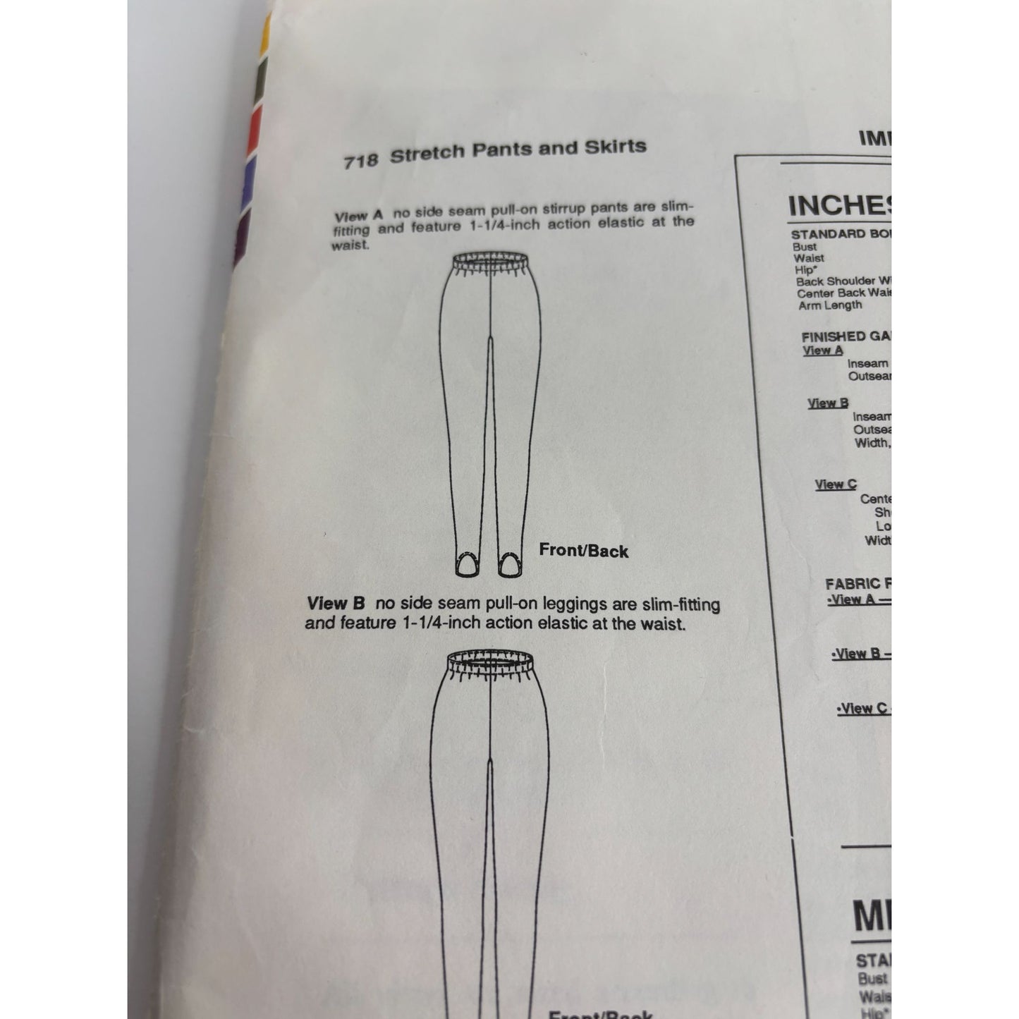 Stretch and Sew Sewing Pattern 718 Stretch Slim Fit Stirrup Pants Straight Skirt