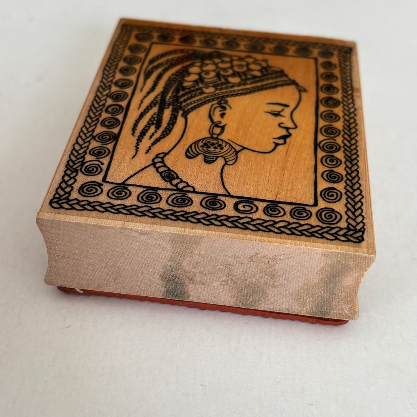 Embossing Arts Rubber Stamp Tribal Beauty African Portrait Woman Lady Art Wood
