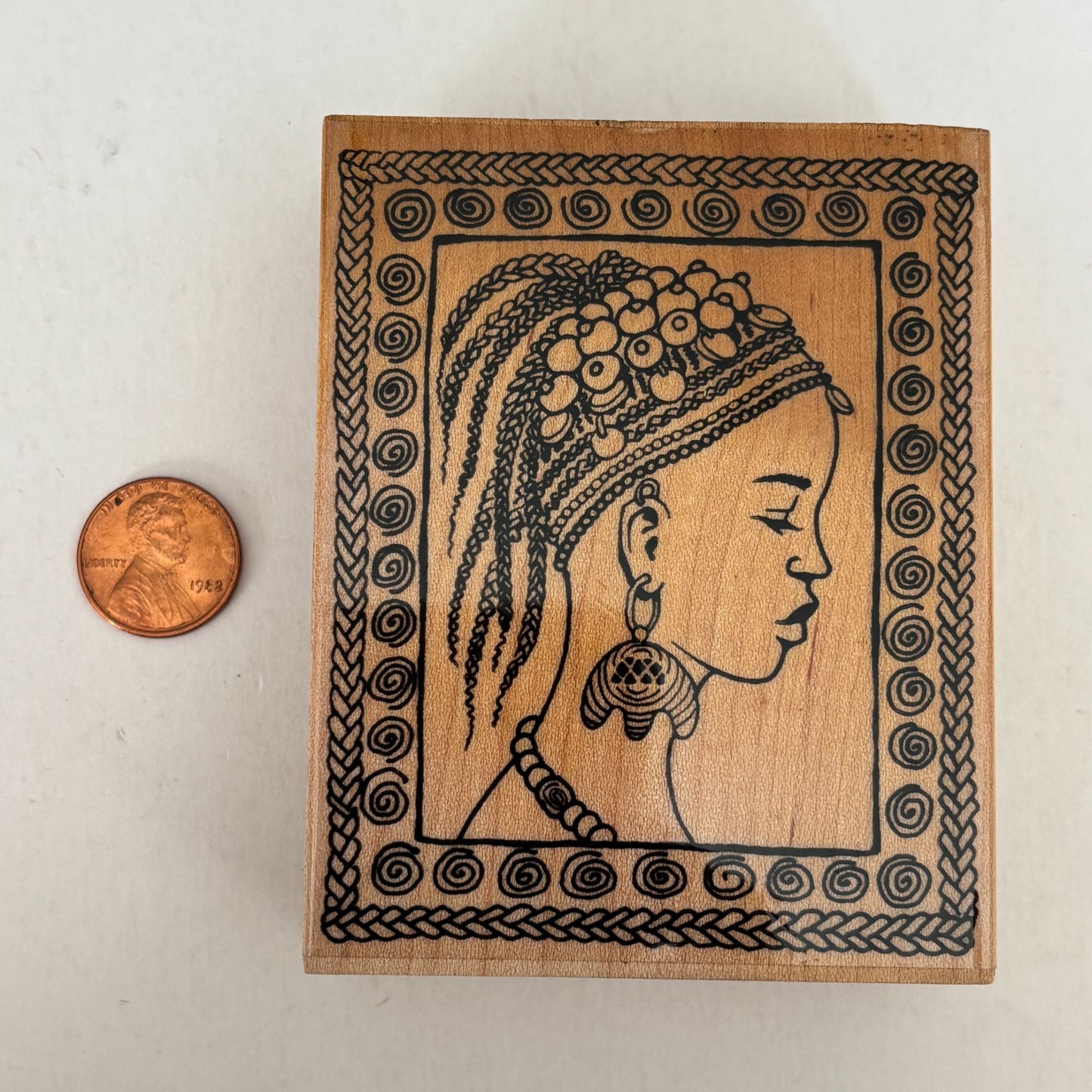 Embossing Arts Rubber Stamp Tribal Beauty African Portrait Woman Lady Art Wood