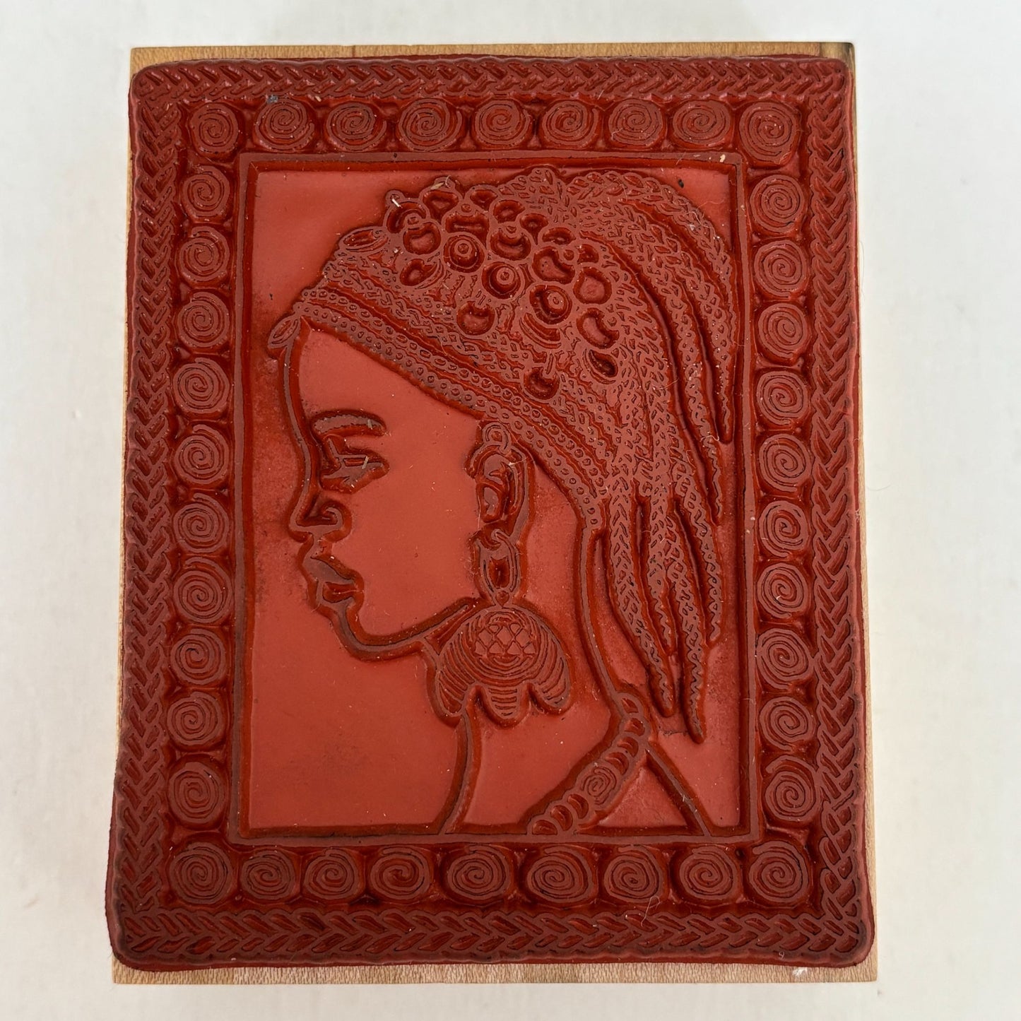 Embossing Arts Rubber Stamp Tribal Beauty African Portrait Woman Lady Art Wood