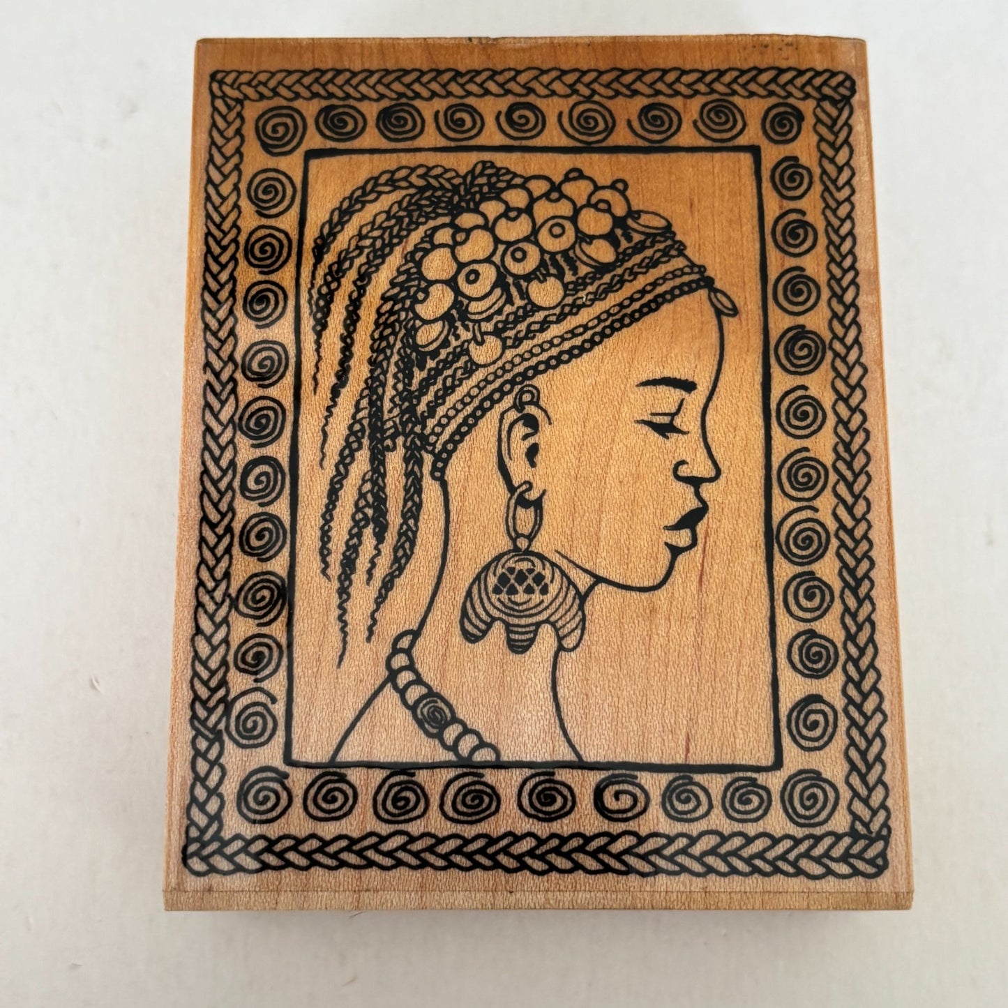 Embossing Arts Rubber Stamp Tribal Beauty African Portrait Woman Lady Art Wood