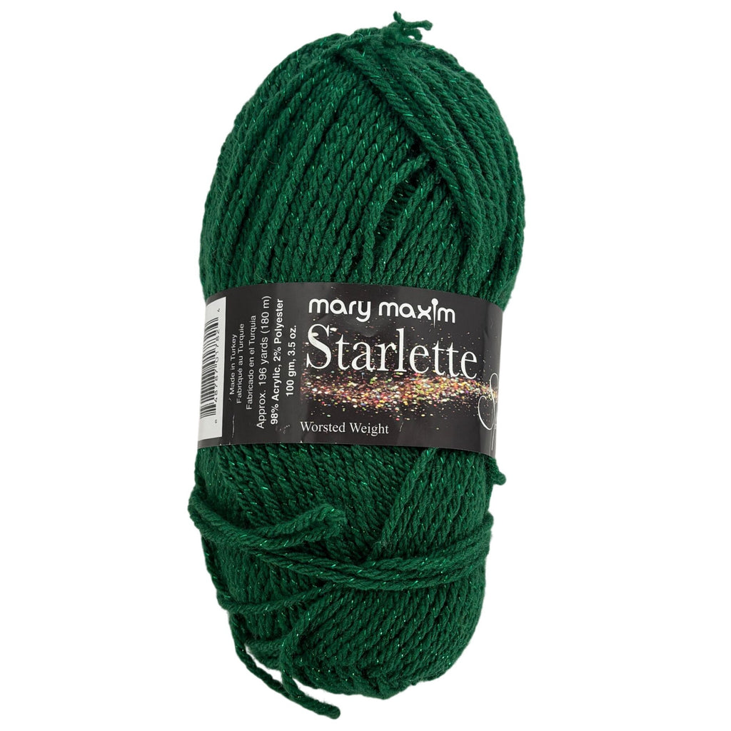 Mary Maxim Starlette Emerald Sparkle Yarn Skein Green Metallic Worsted Knitting
